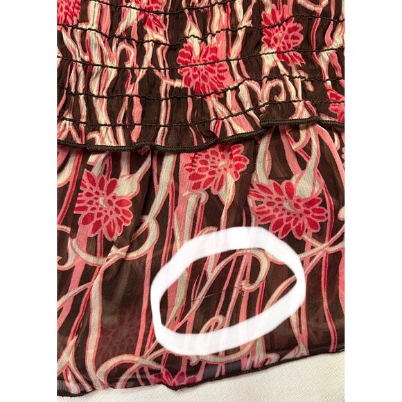 VTG Y2K Candies Womens M Babydoll Top Sheer Brown Pink Floral Fairy Whimsy - Picture 7 of 7